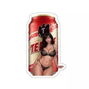 Bold Mexican Beer Cerveza Sexy Hot Busty Pinup Girl Brunette Kiss Cut Sticker - Picture 1 of 13