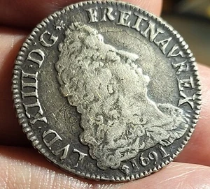 France - 1/4 d'écu aux 8 L - Louis XIV - 1691 - Flan réformé - Atelier D- TTB +- - Picture 1 of 2