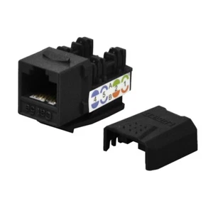 Paquete de 100 conectores Ethernet Cat5e Keystone perforados 45 grados negro 110 8P8C RJ45 - Imagen 1 de 3
