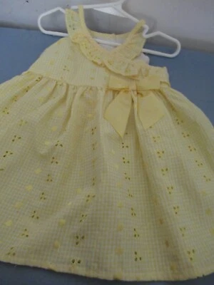 P8 Girls size 18 Months Yellow Button Back Lined Dress by Bonnie Baby - Image 1 of 4