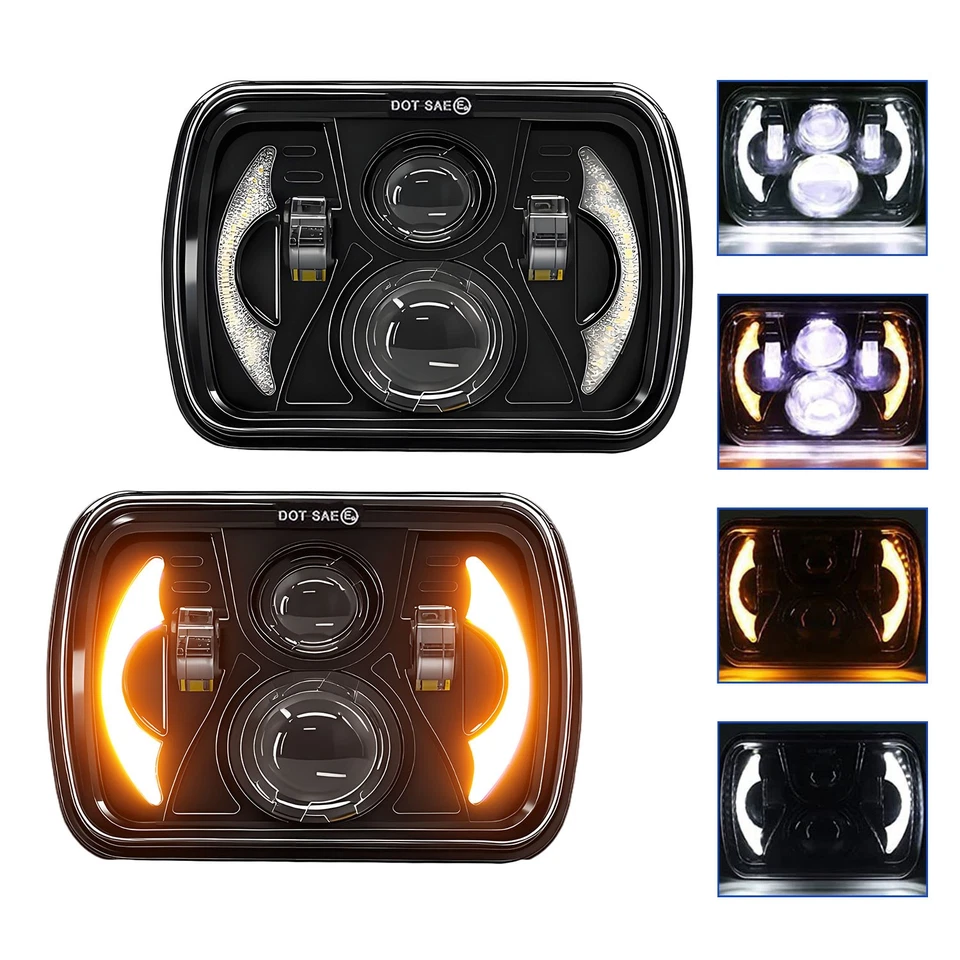 Faro LED DRL de 5x7\" 7x6\" haz alto/bajo para camioneta Nissan carrocería dura 240SX D21 NX Foto 1 de 4