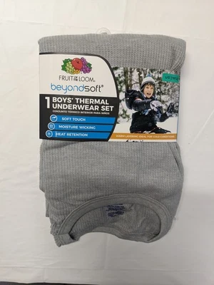 Fruit of the Loom Boys L (10-12) Conjunto de ropa interior térmica gris 2 piezas nuevo con etiquetas suave.(1373) Foto 1 de 4