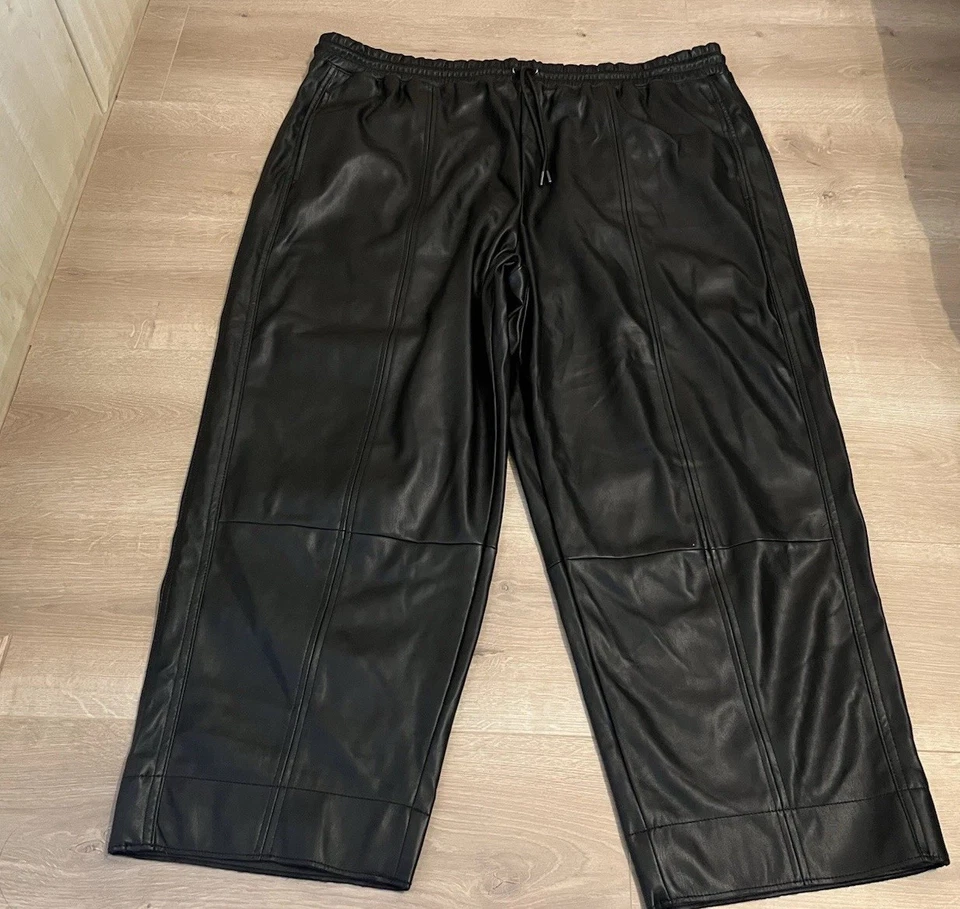 Faux Leather Trousers Elasticated Pull On Size 22 Regular Next - Image 1 of 4