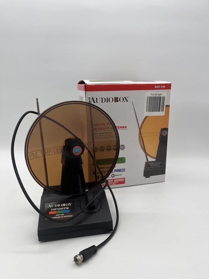 AudioBox ANT-100 Interior Digital TV HD Ready Antena FM VHF UHF 60 Millas Alcance Ne Foto 1 de 4