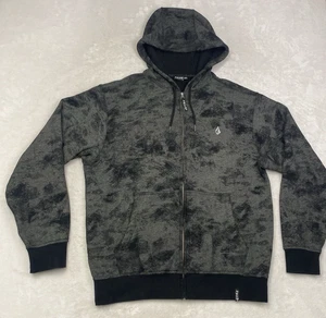 Sudadera con Capucha Volcom Basic Cremallera M Negra Gris Lavado Ácido Cremallera Completa Forrada de Vellón - Imagen 1 de 9