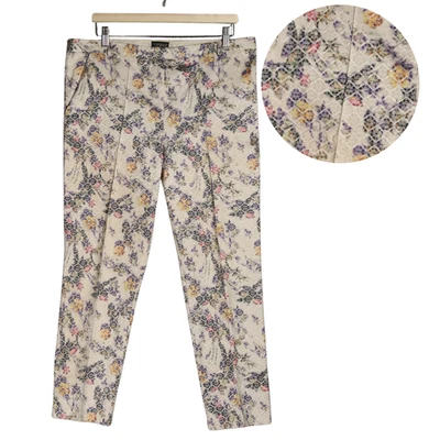 Calça Topshop Feminina Tamanho Reino Unido 16 Creme Multi Floral Tecido Jacquard Perolado - Imagem 1 de 4