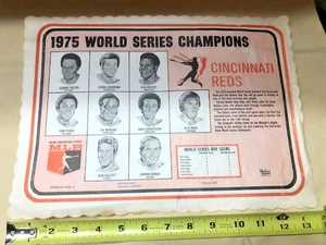 1975 Cincinnati Reds World Series Champions Placemat Series 6400-A (3.5X10") VG - Picture 1 of 18