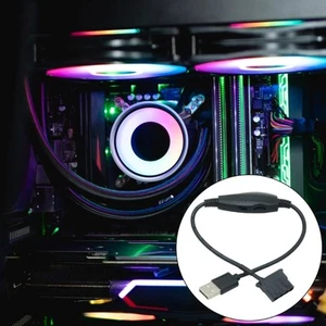 Câble Adaptateur Secteur USB vers 4 Broches avec Interrupteurs USB PWM 5V vers 12V USB Manchon Ventilateur - Photo 1/10