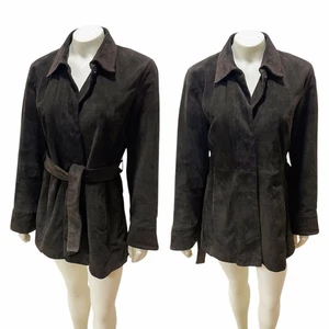 Banana Republic schokobraun Wildleder Minimal 90er Jacke Bindeband Taille Small  - Bild 1 von 10