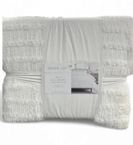 Indigo Loft Faux Fur White Full/Queen Comforter Set 90”x90” 3 Piece - Picture 1 of 2