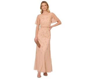 Adrianna Papell Damen Perlen Flatterärmel Kleid Rouge Größe 8 169 $ - Bild 1 von 5