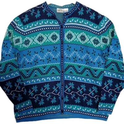 Cárdigan Suéter Vintage Azteca Suroeste Para Mujer L Abotonada Primera Edición  Foto 1 de 4