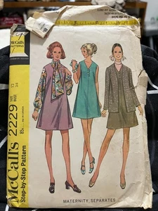 Vintage Schnittmuster McCALL'S #2229 - GR. 12 MISSES' UMSTANDSKLEID & JACKE 1969 - Bild 1 von 2