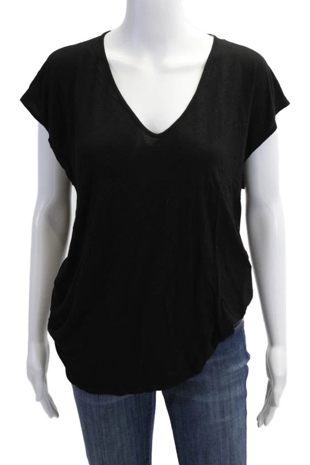 Camiseta básica de mujer Enza Costa con cuello en V negra sin mangas seda rayón talla L Foto 1 de 4