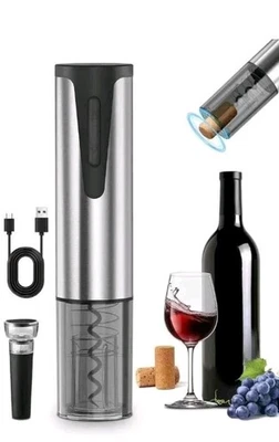 Abridor de Botellas de Vino Eléctrico, Sacacorchos Automático con Cortador de Lámina Tapón Vertedor Foto 1 de 4