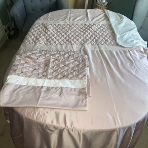 CATHERINE LANSFIELD dusty pink double duvet Inc 2 pillow cases silky &quilted - Picture 1 of 15