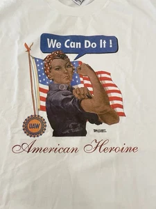 VTG Rosie Riveter UAW Local 1052 T Shirt USA Bayside Crewneck American Heroine - Picture 1 of 6