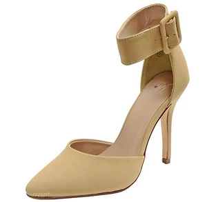 New women's shoes pump classic pointy toe high heel buckle closure casual beige - Picture 1 of 10