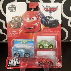 Disney Pixar Cars Mini Racers 3-Pack Damaged King Lightning Chick - Picture 1 of 3