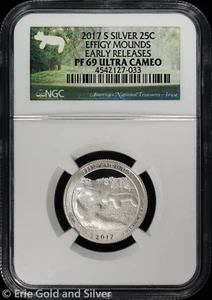 2017-S 25C Proof Silver Effigy Mounds ATB Quarter NGC PF 69 UC | Early Releases - Picture 1 of 4