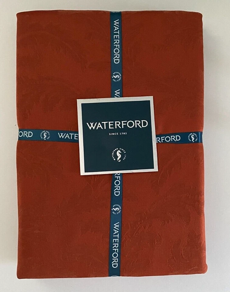 NIP Waterford Oblong Tablecloth 70 x 84 Orange Coral Fall Thanksgiving Textured - Image 1 of 4