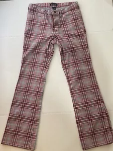 Abercrombie & Fitch Pants Womens Plaid Split Leg Y2K 90s Sz 6 Red White & Blue - Picture 1 of 17