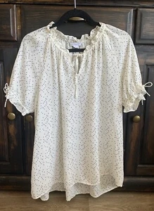Carolina Belle Damen-Krawatte Split V Ausschnitt Tupfen Bluse Oberteil Gr. Large - Bild 1 von 4