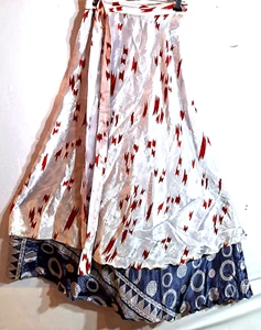 Incredible-art Vintage Silk Sari Magic Wrap Skirt Reversible Double Layer skirt - Picture 1 of 6