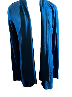 Cárdigan suéter Athleta drapeado frente abierto para mujer medio verde azulado agujeros para el pulgar Foto 1 de 4