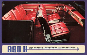 1964 Rambler Ambassador Luxury Interior 990 H Postcard - Picture 1 of 2