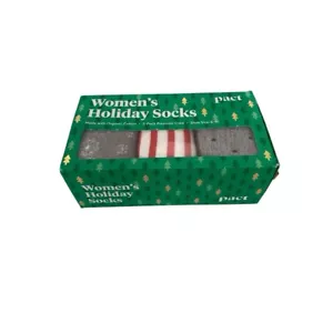 Pact Women's MD Size 6-8 Premium Holiday Crew Socks 3 Pack C72Q - Picture 1 of 4