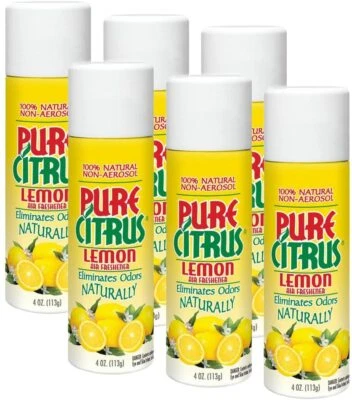 Pure Citrus Spray 4 Oz. Car Air Freshener, Lemon (6-Pack)