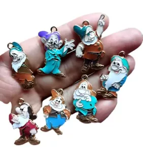 Snow Whites 7 Dwarfs DIY 1in Tall Metal Enamel Charms - Picture 1 of 1