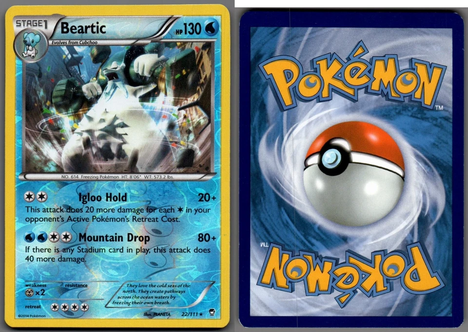 2014 Pokemon, XY Furious Fists, #22/111 Beartic, Reverse Holo Rare - Image 1 of 1