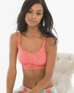 Soma Bralette M Allover Lace Scoopneck Bra Coral Rose Cami - Picture 1 of 5