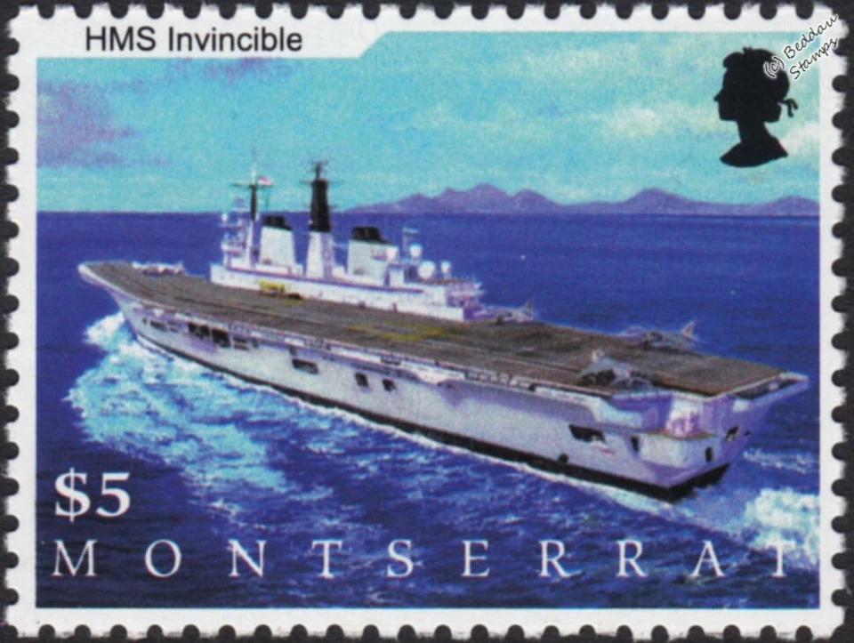 HMS INVINCIBLE (R05) "Vince" Royal Navy Flagship Aircraft Carrier Warship Stamp - Image 1 of 1
