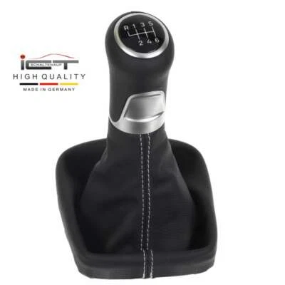 ICT Leder Schaltknauf Schaltsack für Audi Q3 A3 8P A1 Typ 8X Naht silber B22 - Bild 1 von 4