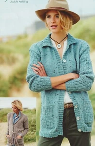 #273 LADYS DK EASY KNIT JACKET 32-42" VINTAGE KNITTING PATTERN COPY - Picture 1 of 2