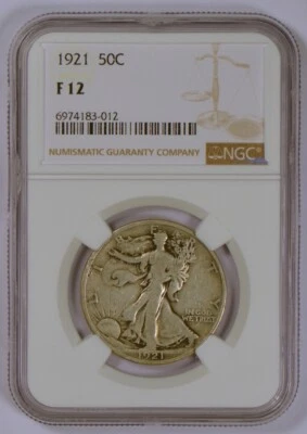 1921 Walking Liberty Half Dollar From The Philadelphia  Mint Graded F12 by NGC - Image 1 of 4