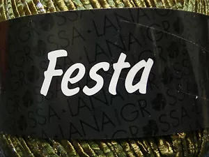 (99,00 €/kg): 50 Gramm FESTA, Lana Grossa Bändchen mit Glitz,grün/silber #1595 - Bild 1 von 4