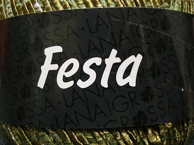 (99,00 €/kg): 50 Gramm FESTA, Lana Grossa Bändchen mit Glitz,grün/silber  #1595 - Bild 1 von 4