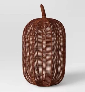 Pre-Lit Tall Rattan Pumpkin Figurine Brown 14.17”H Fall Halloween - Threshold - Picture 1 of 7