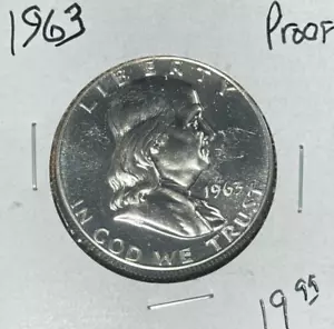 1963 FRANKLIN MEZZO DOLLARO D'ARGENTO ~ PROVA ~ BELLA MONETA ~ - Foto 1 di 2