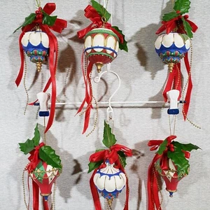 6er Set elegante Blumenzwiebel Ornamente Weihnachten Around the World House of Lloyd 1993 - Bild 1 von 11