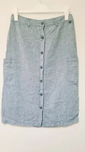 Ladies Womens Trespass Blue Cotton Linen Blend Summer Midi Skirt Size S 10 - Picture 1 of 4