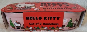 Hello Kitty Set Of 2 Ramekins Pink Christmas Holiday Ceramic Serving Dishes - Picture 1 of 3