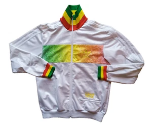 Adidas Chile 62 Jacke Shiny Wetlook weiß Rasta Jamaica Jacke Track Jacket S - Picture 1 of 4