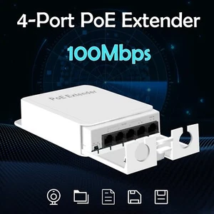 5 Ports POE Repeater Extender MAX 90W VLAN 1 In 4 Output Network Switch Adapter - Picture 1 of 8