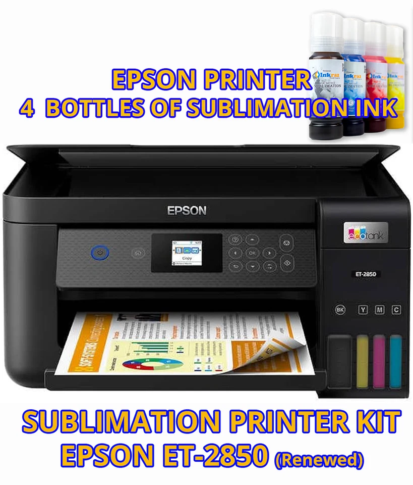 EcoTank Sublimation Printer Bundle: Printer with Sublimation Ink, Paper, Renew B - Image 1 of 2