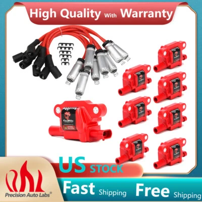 Paquete de 8 cables de bobina de encendido cuadrado y bujía para Chevy Silverado 1500 Tahoe GMC Foto 1 de 4